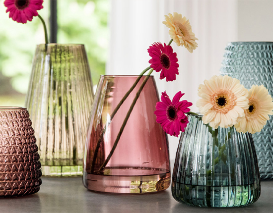 Above: Autumn Colour Inspiration with Dim Stripe Vase, Dim Smooth Vase, and Dim Scale Vase